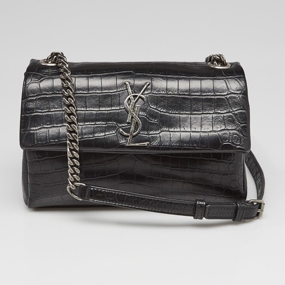 Yves Saint Laurent Handbags - YSL Monogram West Hollywood Croc Embossed Crossbody Bag